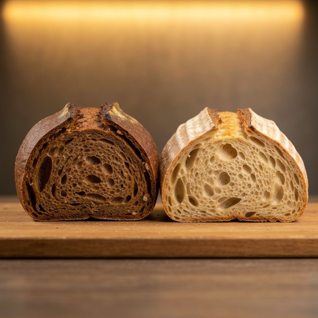 Zwei unterschiedliche Brotsorten nebeneinander